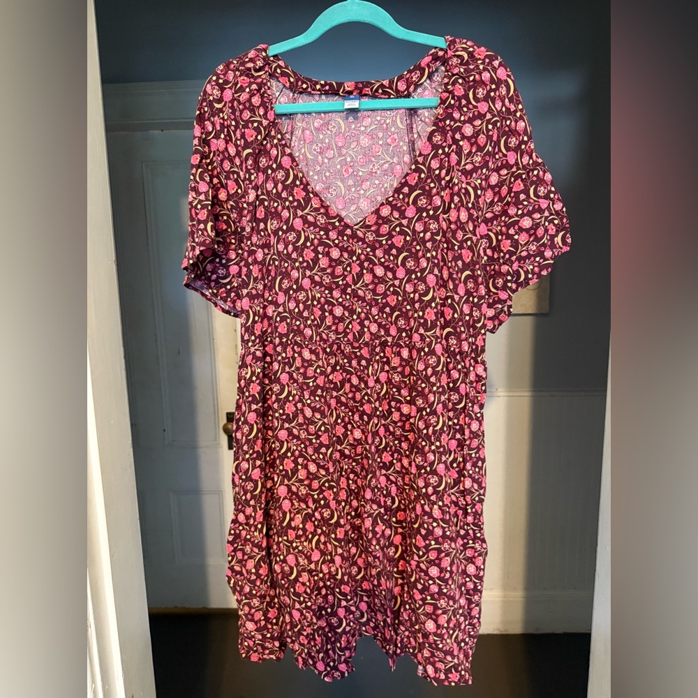 Old Navy Pink and Brown Floral Dress
